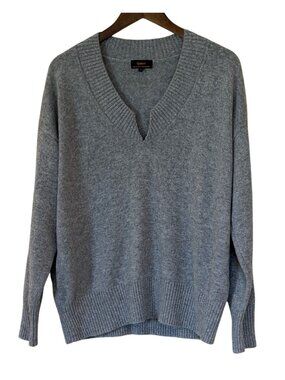 Quince 100% Mongolian Cashmere V-Neck Sweater Gray Small NWOT FLAW